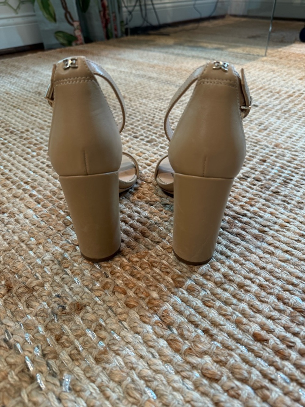 Sam Edelman Nude Open-Toe Ankle Strap Block Heels - Picture 3 of 3